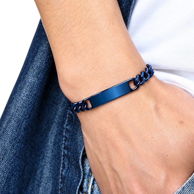ESCLAVA ACERO AZUL PERSONALIZADA