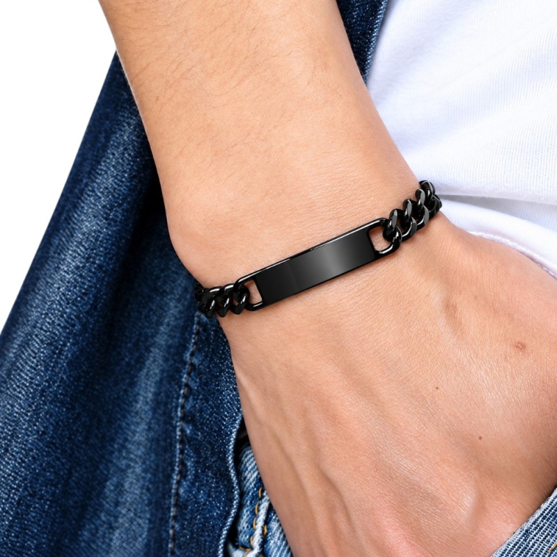 ESCLAVA ACERO NEGRO PERSONALIZADA