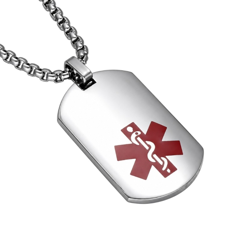 COLGANTE PLACA ALERTA MÉDICA CORDÓN DISEÑO