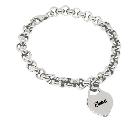 PULSERA ROLO ACERO CON CORAZÓN PARA GRABAR