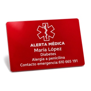 tarjeta información médica personalizada para llevar en la cartera
