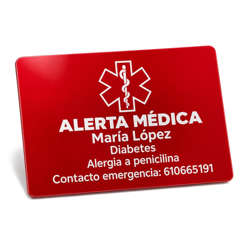 TARJETA ALERTA MÉDICA PERSONALIZADA PARA CARTERA