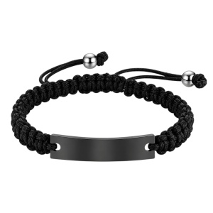 esclava macramé con chapa negra personalizada