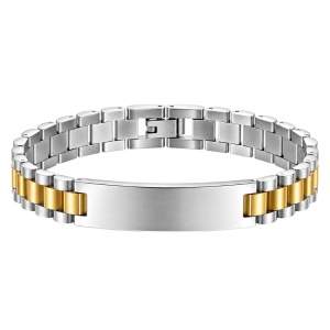 ESCLAVA PERSONALIZADA UNISEX ACERO Y ORO