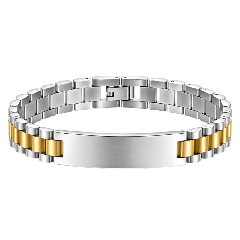 ESCLAVA PERSONALIZADA UNISEX ACERO Y ORO