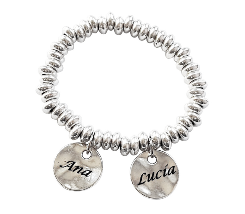 PULSERA ANILLAS CON MEDALLAS PERSONALIZADAS