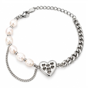pulsera perlas naturales con corazones