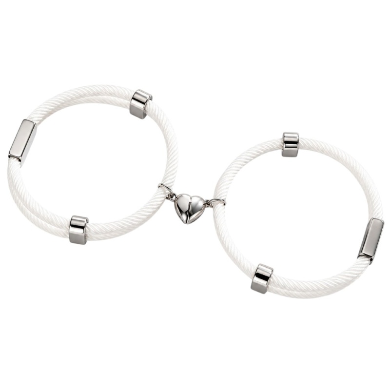 2 PULSERAS PARA PAREJAS CON IMÁN CORAZÓN Y TUBO PERSONALIZADO, VARIOS COLORES