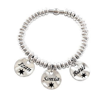 PULSERA ANILLAS CON MEDALLAS PERSONALIZADAS