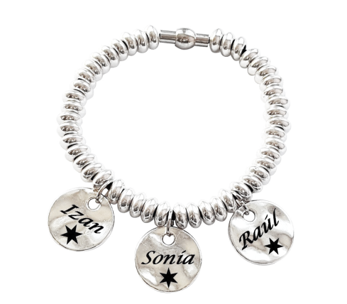 PULSERA ANILLAS CON MEDALLAS PERSONALIZADAS