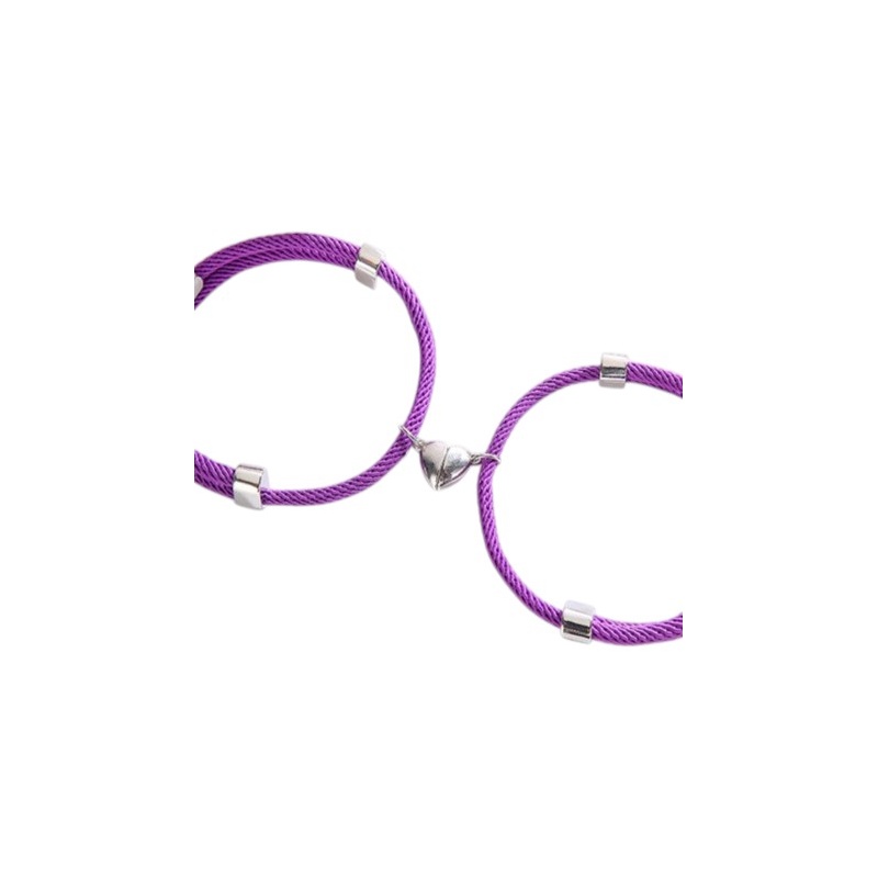 2 PULSERAS PARA PAREJAS CON IMÁN CORAZÓN Y TUBO PERSONALIZADO, VARIOS COLORES