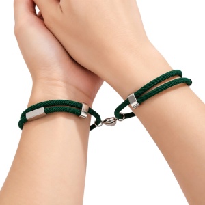 2 PULSERAS PARA PAREJAS CON IMÁN CORAZÓN Y TUBO PERSONALIZADO, VARIOS COLORES