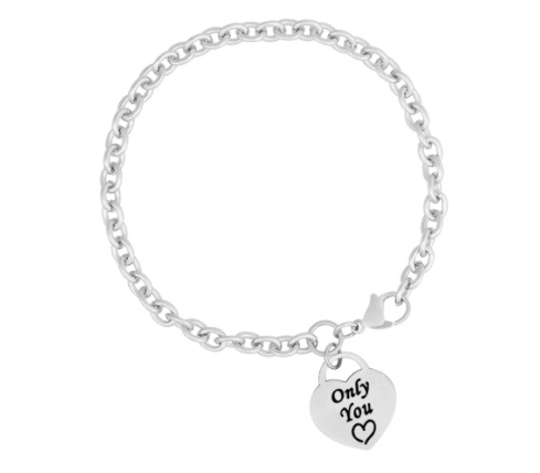 PULSERA ACERO CON CORAZÓN PARA GRABAR