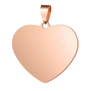 medalla corazón personalizada para ramo de novia acero rosa