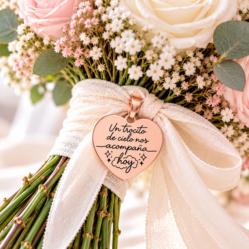 MEDALLA CORAZÓN PARA RAMO DE NOVIA CON FOTO