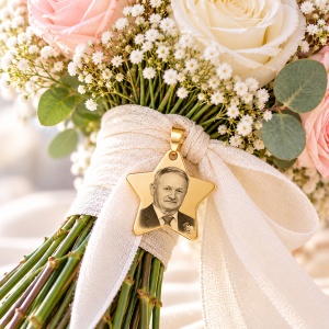 MEDALLA ESTRELLA PARA RAMO DE NOVIA CON FOTO
