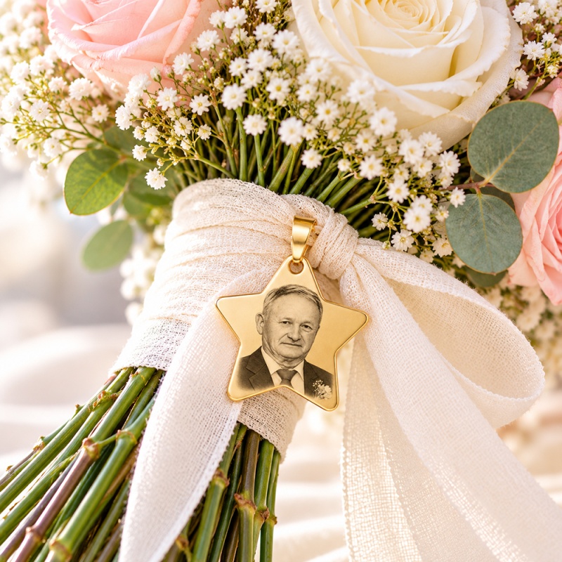 MEDALLA ESTRELLA PARA RAMO DE NOVIA CON FOTO