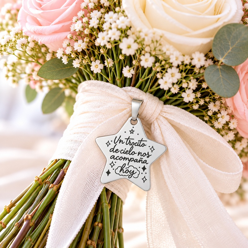 MEDALLA ESTRELLA PARA RAMO DE NOVIA CON FOTO