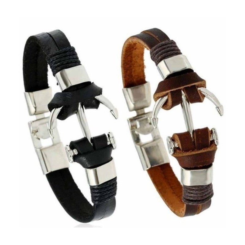 PULSERA CUERO ANCLA