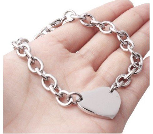 PULSERA ACERO CON ENTREPIEZA CORAZÓN PARA GRABAR