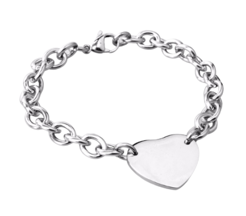 PULSERA ACERO CON CORAZÓN PARA GRABAR