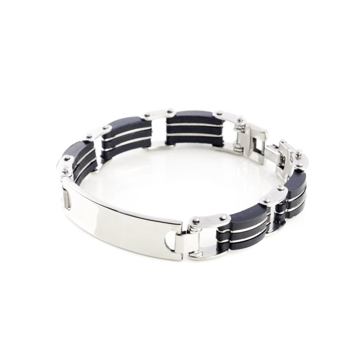 ESCLAVA EN ACERO Y CAUCHO personalizada