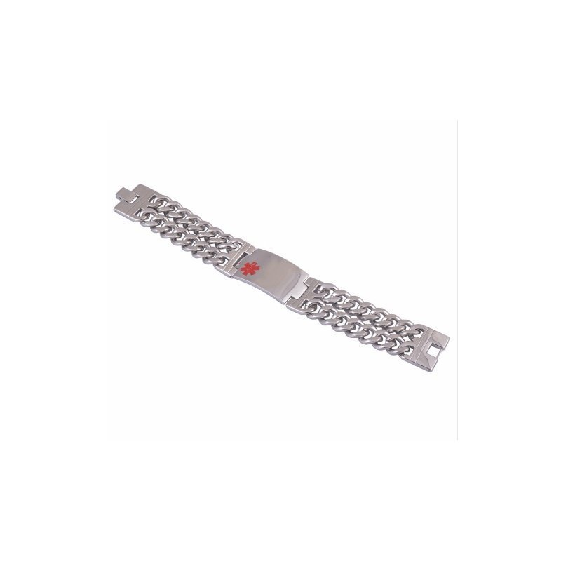 ESCLAVA ALERTA MÉDICA ANCHA DOBLE MALLA ACERO