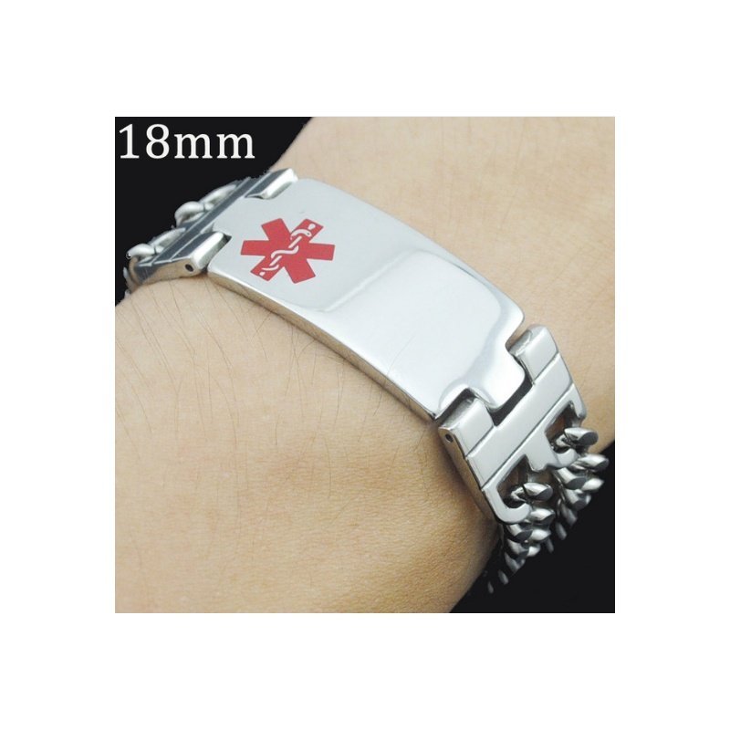 ESCLAVA ALERTA MÉDICA ANCHA DOBLE MALLA ACERO