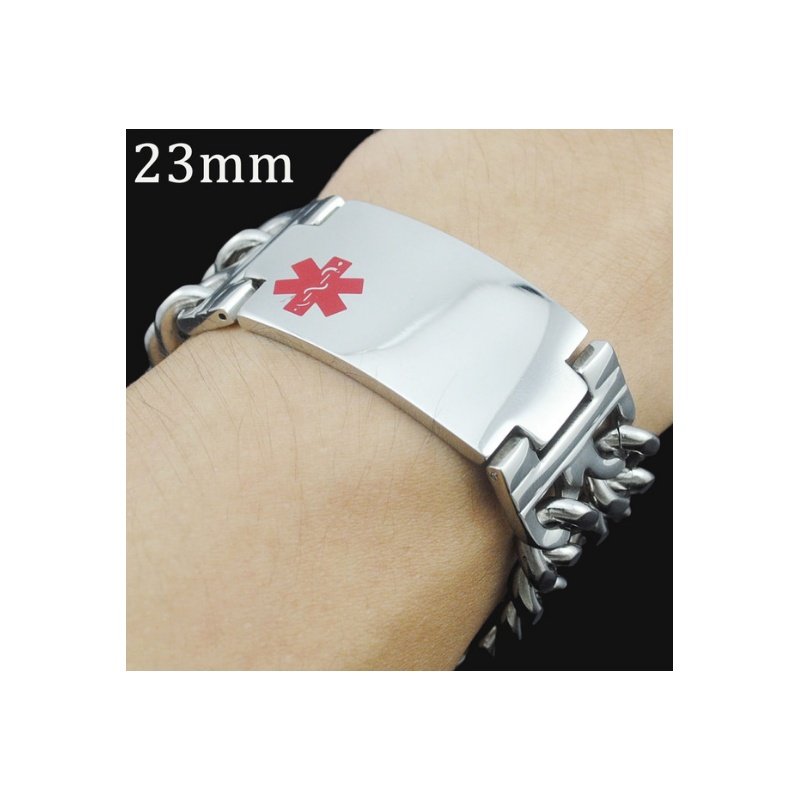 ESCLAVA ALERTA MÉDICA ANCHA DOBLE MALLA ACERO