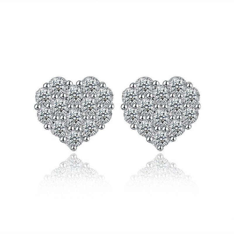 PENDIENTES CORAZONES CON CIRCONITA Y PLATA 925