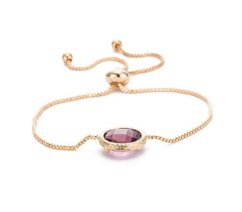 PULSERA MINIMALIST, CON CUARZO MORADO Y ORO 18 K