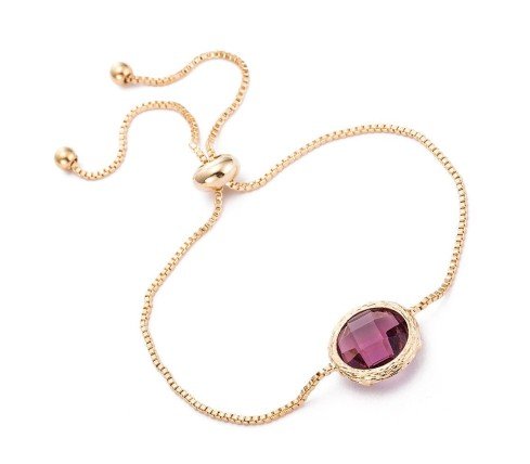 PULSERA MINIMALIST, CON CUARZO MORADO Y ORO 18 K