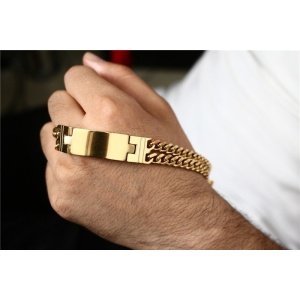 ESCLAVA GORDA DOBLE MALLA ACERO Y ORO