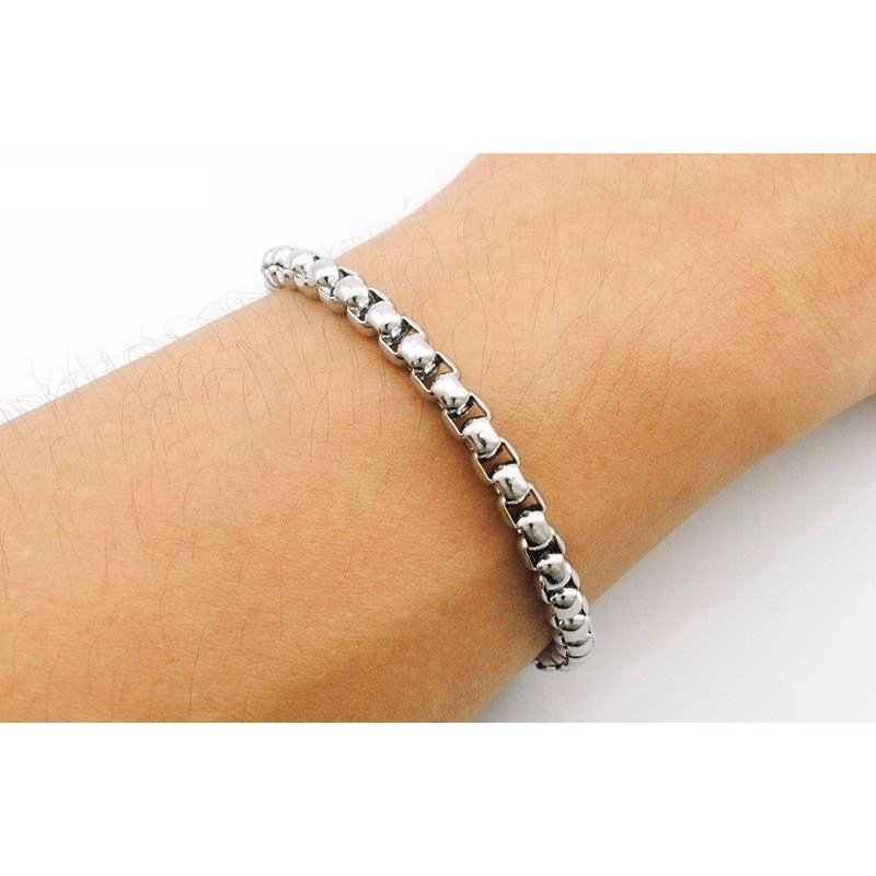 PULSERA ACERO MACIZO ESLABONES ROLO UNISEX