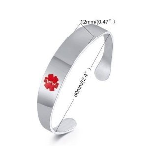 COLGANTE PLACA ALERTA MÉDICA, ALÉRGICOS, ALZHEIMER, EN ACERO