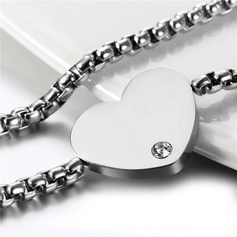 PULSERA AJUSTABLE ACERO CON CORAZÓN PARA GRABAR EN 3 COLORES