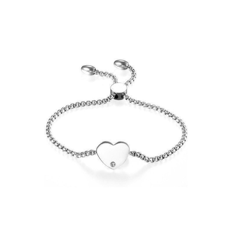 PULSERA AJUSTABLE ACERO CON CORAZÓN PARA GRABAR EN 3 COLORES