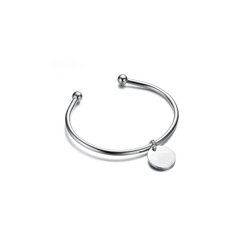 PULSERA ACERO ABIERTA CON MEDALLA PARA GRABAR