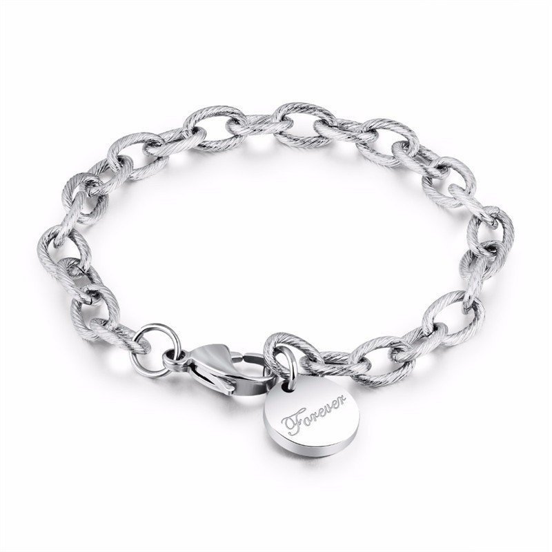 PULSERA ACERO CON CHAPA FOREVER PARA GRABAR