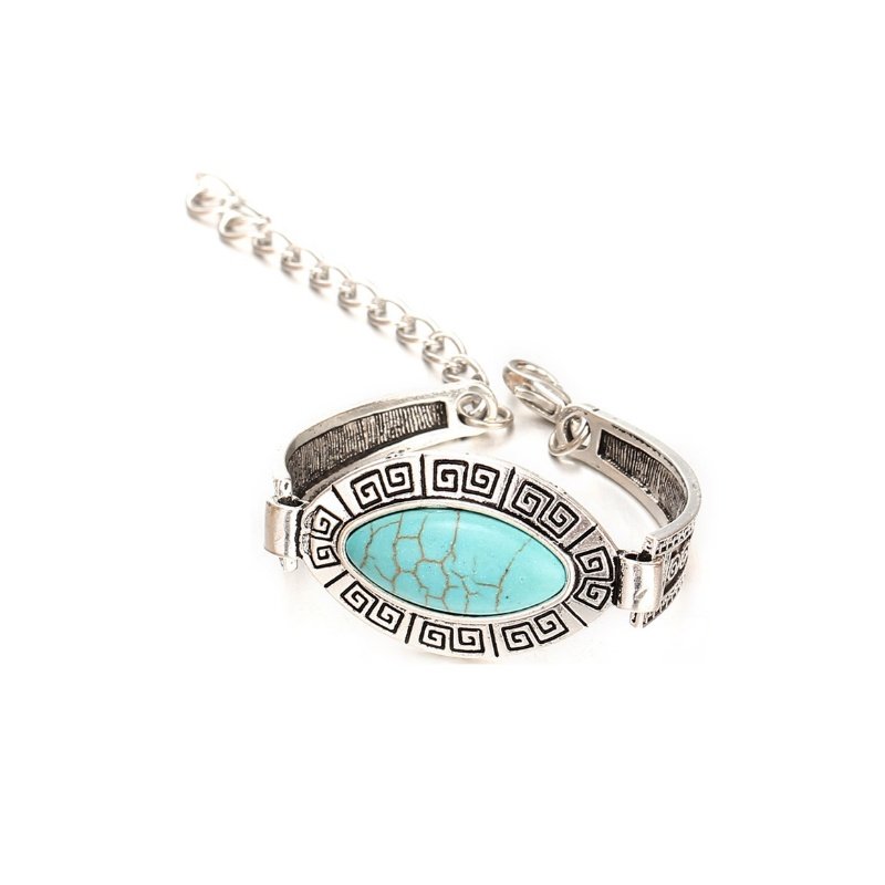 PULSERA TURQUESAS PLATA TIBETANA
