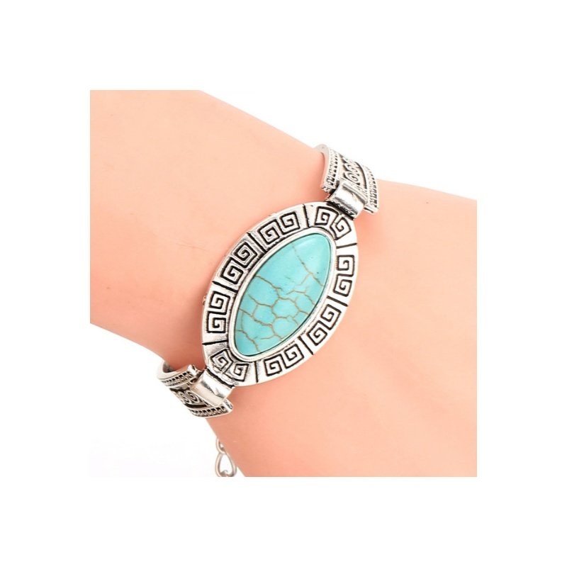 PULSERA TURQUESAS PLATA TIBETANA