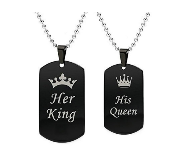 PAREJA DE COLGANTES HER KING - HIS QUEEN