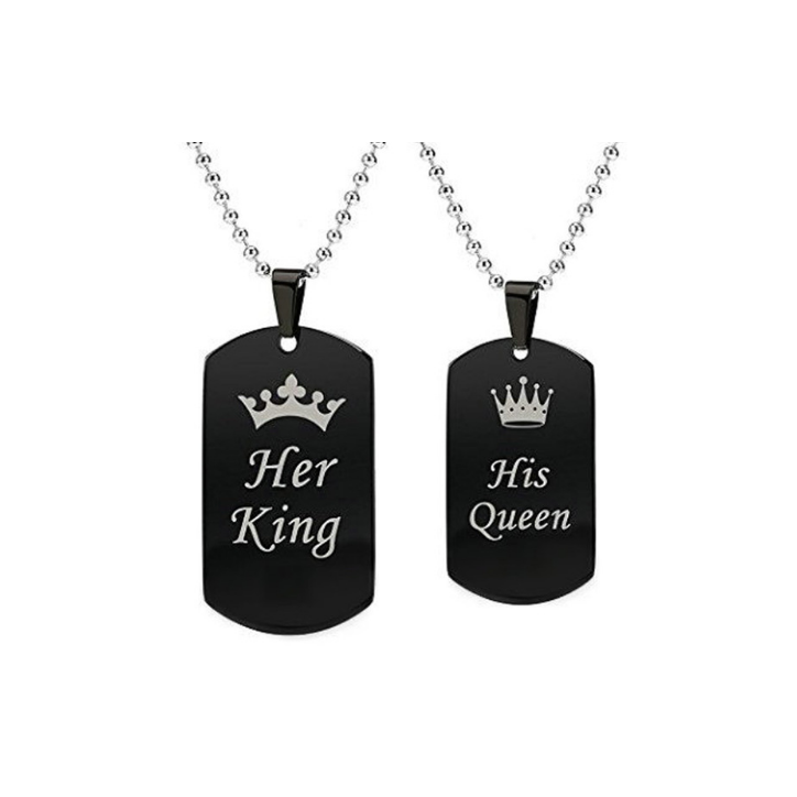 PAREJA DE COLGANTES "HER KING - HIS QUEEN"