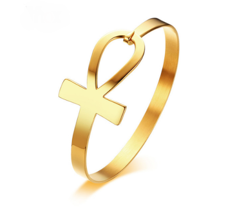 BRAZALETE CRUZ DE LA VIDA, ACERO (SE GRABA)