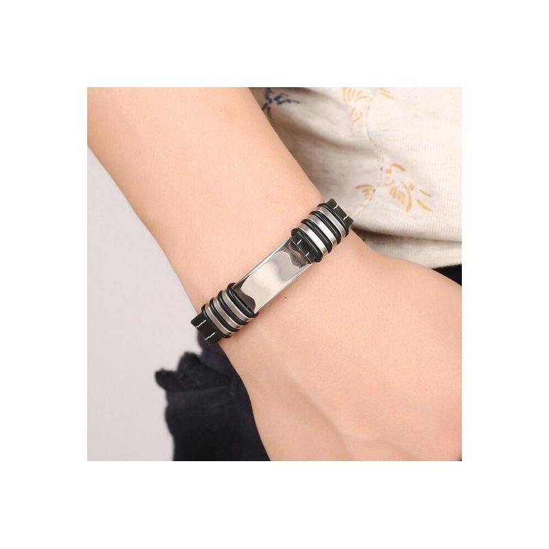 ESCLAVA ACERO Y CAUCHO COSTURAS