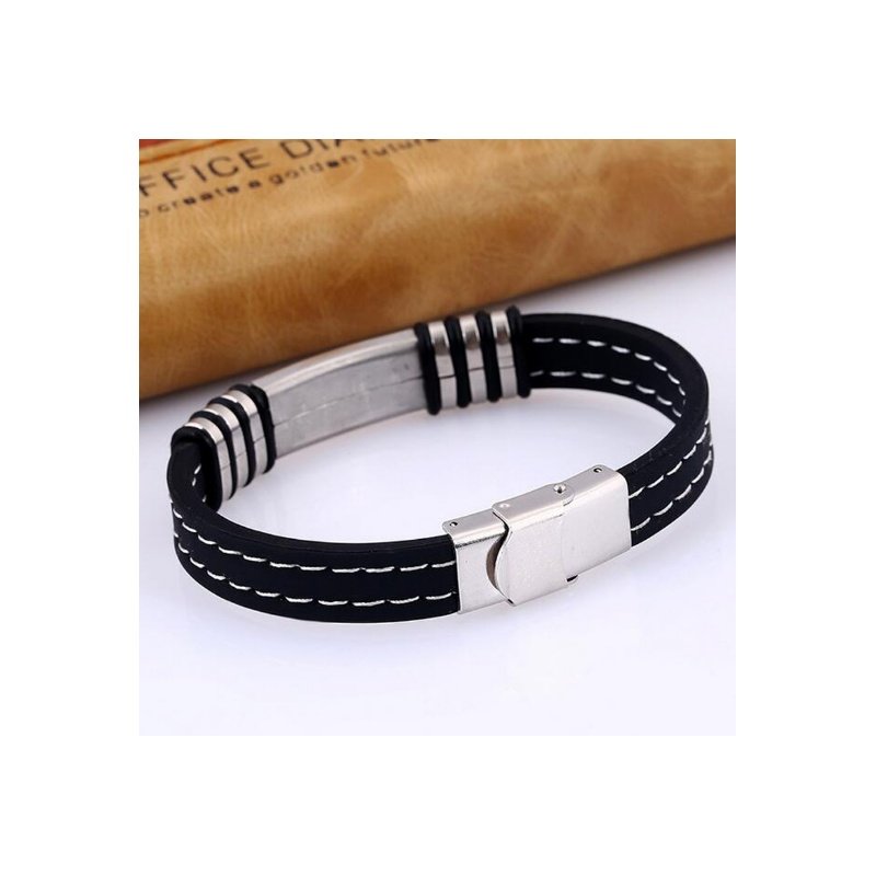 ESCLAVA ACERO Y CAUCHO COSTURAS