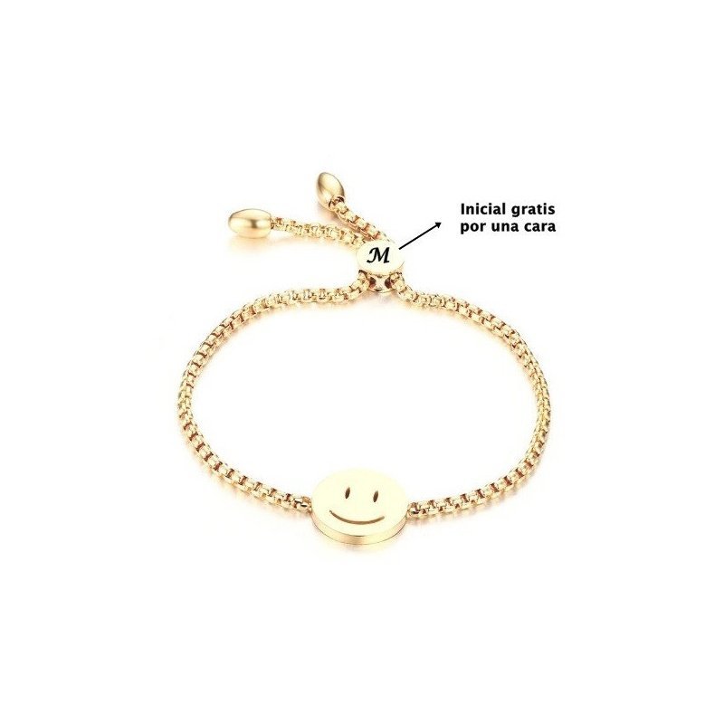 PULSERA SMILE AJUSTABLE, ACERO Y ORO