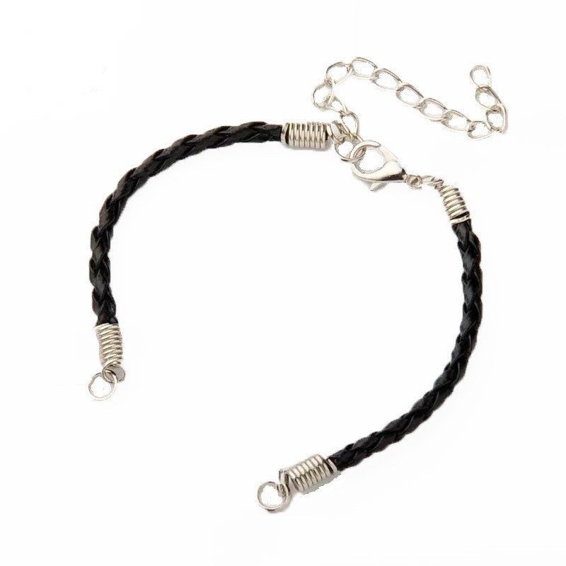 PULSERA CUERO CON ENTREPIEZAS VARIAS DE ACERO PERSONALIZADA