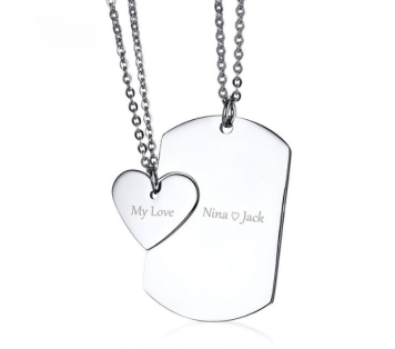 DÚO DE COLGANTES ENCAJABLES, AMOR, IDEAL PAREJA, PARA ÉL Y PARA ELLA (ACERO)