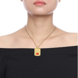 COLGANTE PLACA ALERTA MÉDICA, ALÉRGICOS, ALZHEIMER, EN ACERO